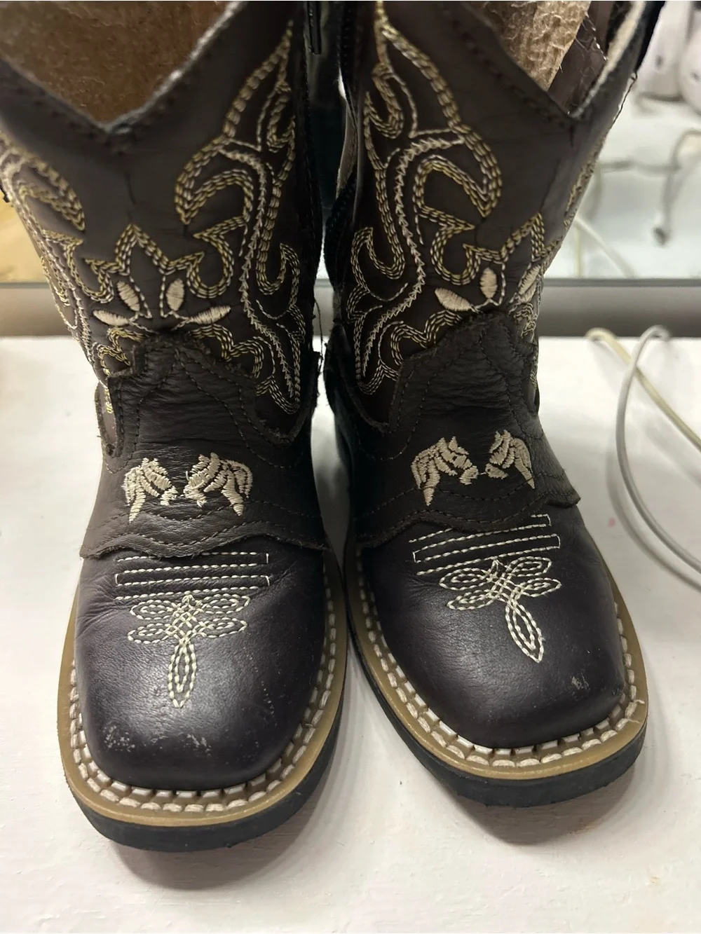 Kids Brown Western Embroidered Cowboy Boots